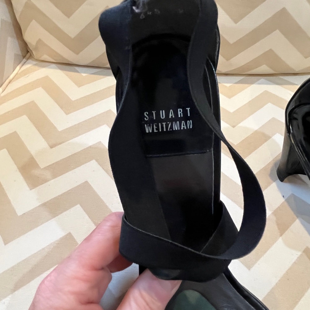 Stuart Weitzman Size 9 Black Strappy Block Heels - image 4